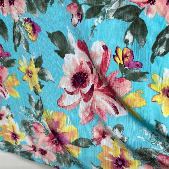 Pink and Yellow Floral 3/4 Sleeve Blouse - Picture 9 of 9